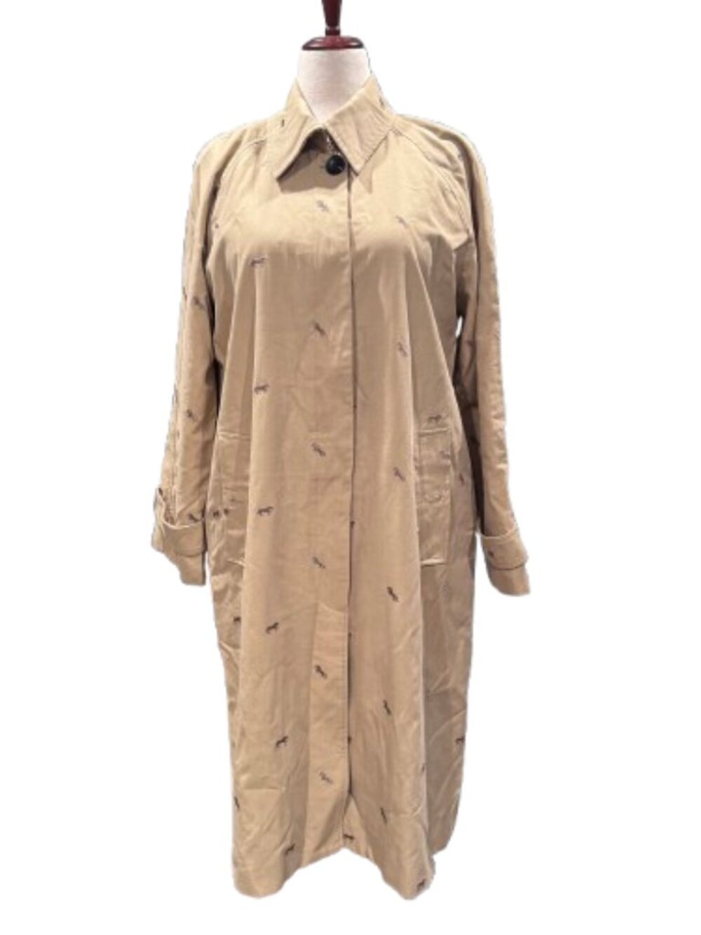 NWOT AVEC LES FILLES Cotton Blend Embroidered Equine Horses Trench Coat (SZ XL)